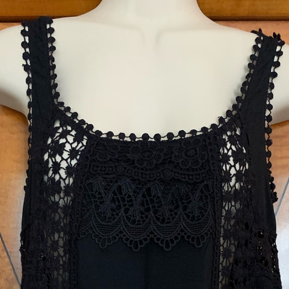 🌻 Black Lace Boho Style Shift Dress ☀️ - Picture 2 of 8